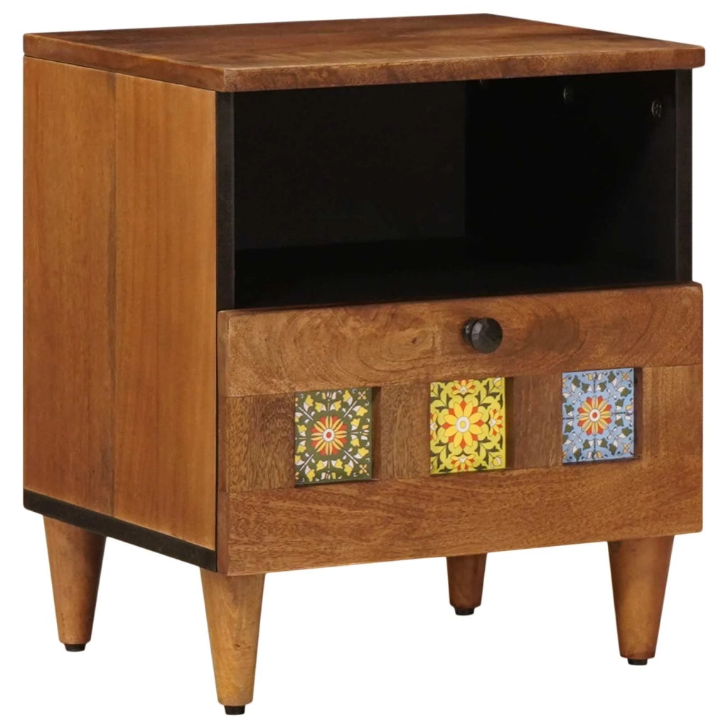 Comodino | Armadio da Notte | Mobiletto da notte con cassetto Marrone 40 x 33 x 46 cm