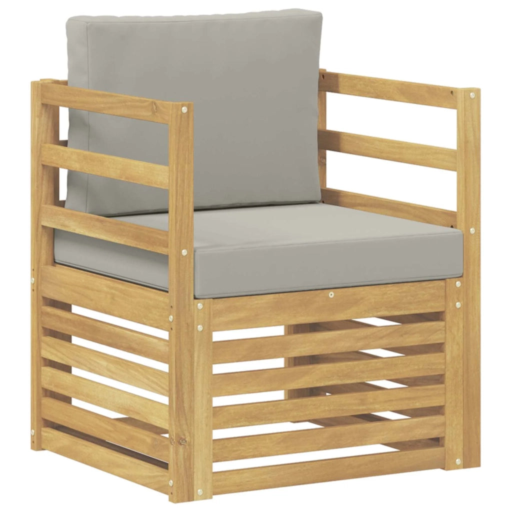 Divano da esterno-Divano da Giardino Poliestere Bianco e grigio chiaro 172349