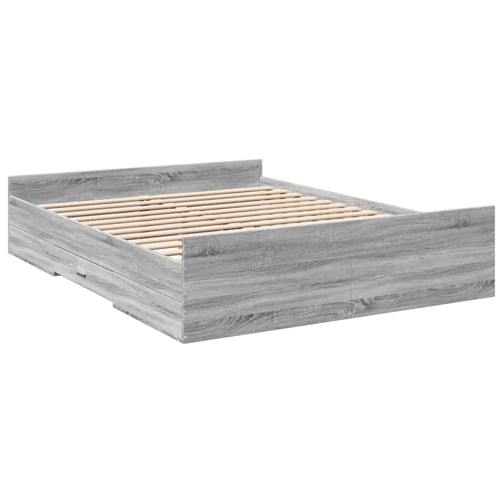 Giroletto Cassetti-Struttura Letto con contenitore Grigio Sonoma 160x200 cm Legno Multistrato 752983