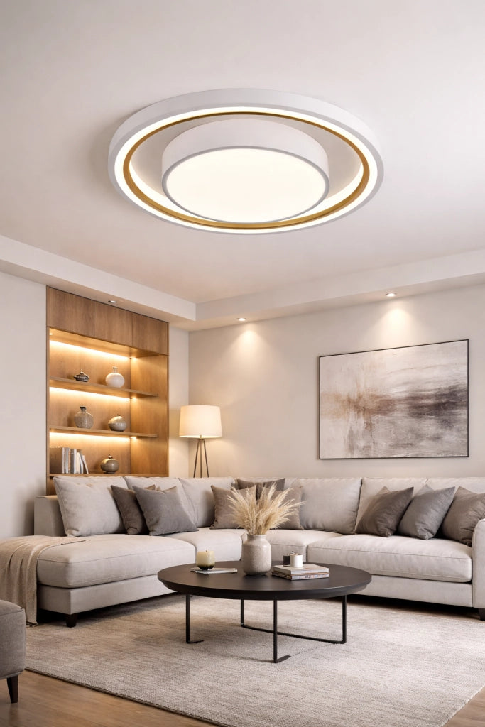 Plafoniera LED Soffitto 35W 2800lm Ø49 cm Dimmerabile con Telecomando CCT 3000K 4000K 6500K Luce Calda Naturale Fredda Design Moderno
