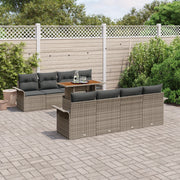 Set di divani da giardino con cuscini grigi in polyrattan