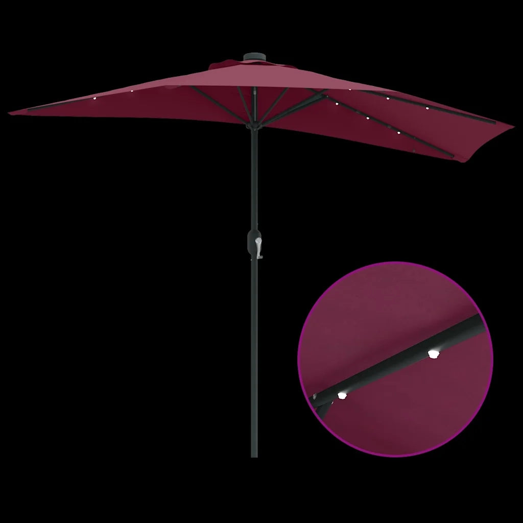 vidaXL Ombrello da giardino Rosso bordò 294 x 150 x 224 cm Tessuto