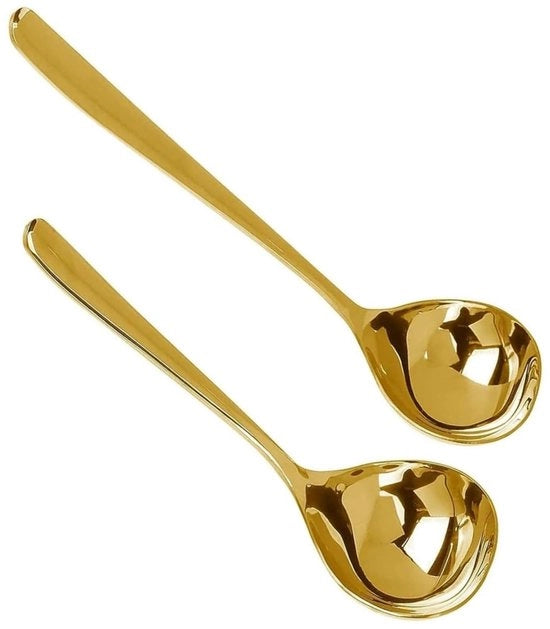 Set di Cucchiai per Salsa e Salsa in Acciaio Inox - 2 pezzi - Cucchiaini per Insalata in Oro - Accessori da Cucina - di Alta Qualità