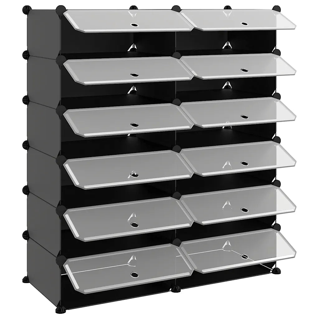 Scarpiera-Scaffale per scarpe Nera 94,5x36,5x106 cm in PP