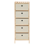 Scaffale con 5 Cesti in Tessuto in Legno di Cedro Beige 246434