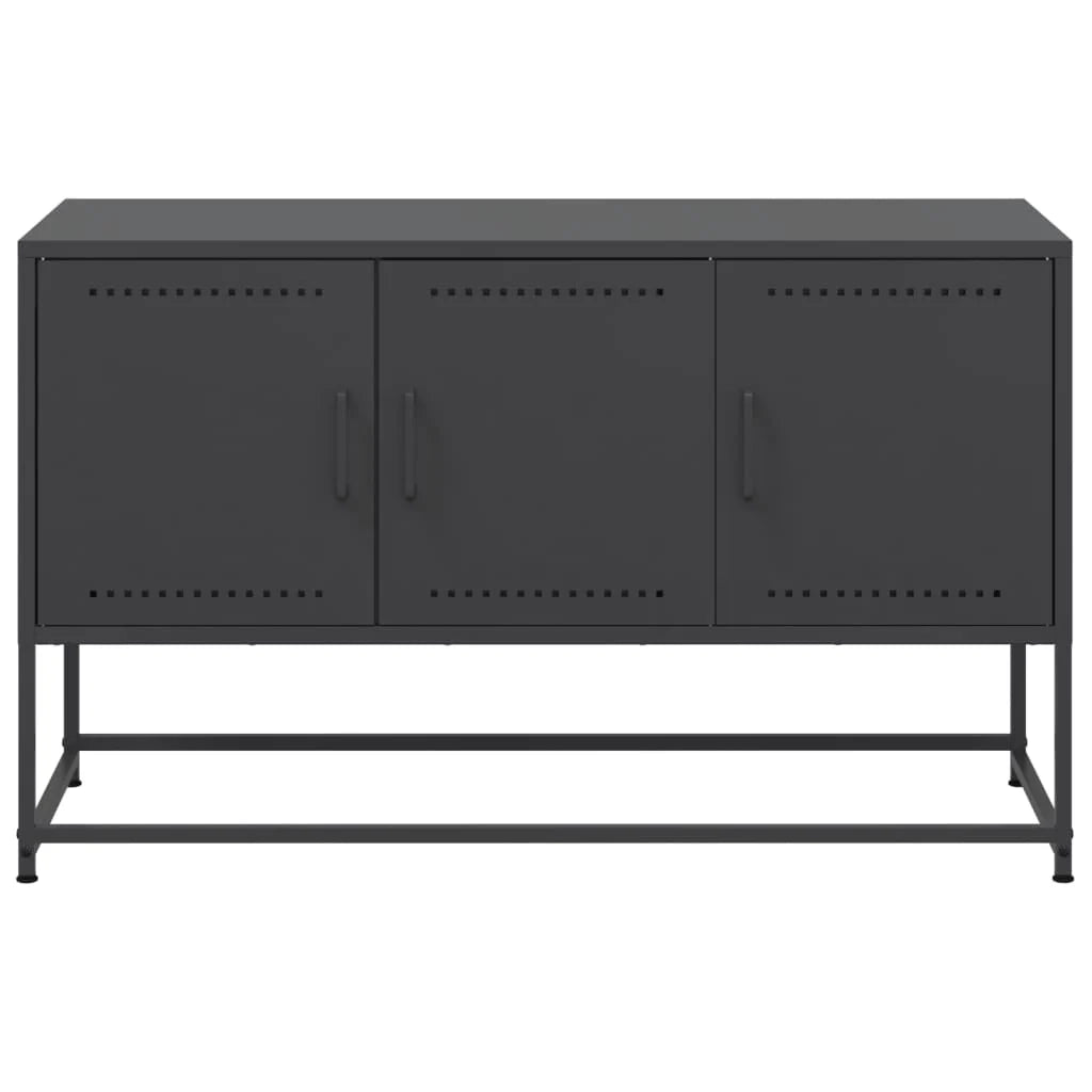Mobile TV multimediale scaffale TV credenza mobile TV sala da pranzo soggiorno camera da letto 100,5 x 39 x 60,5 cm acciaio nero 02_0025551