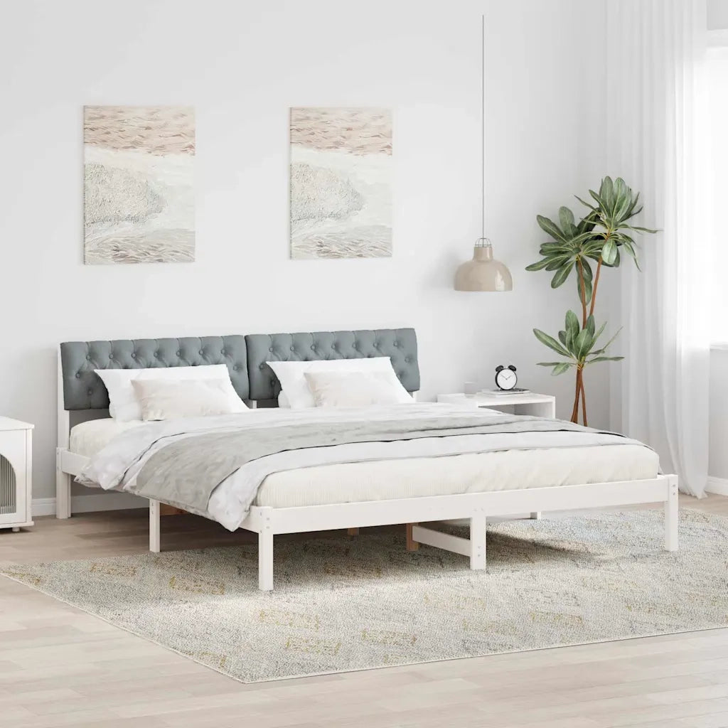 Struttura del Letto Bianco e grigio chiaro 180 x 200 cm 3394347