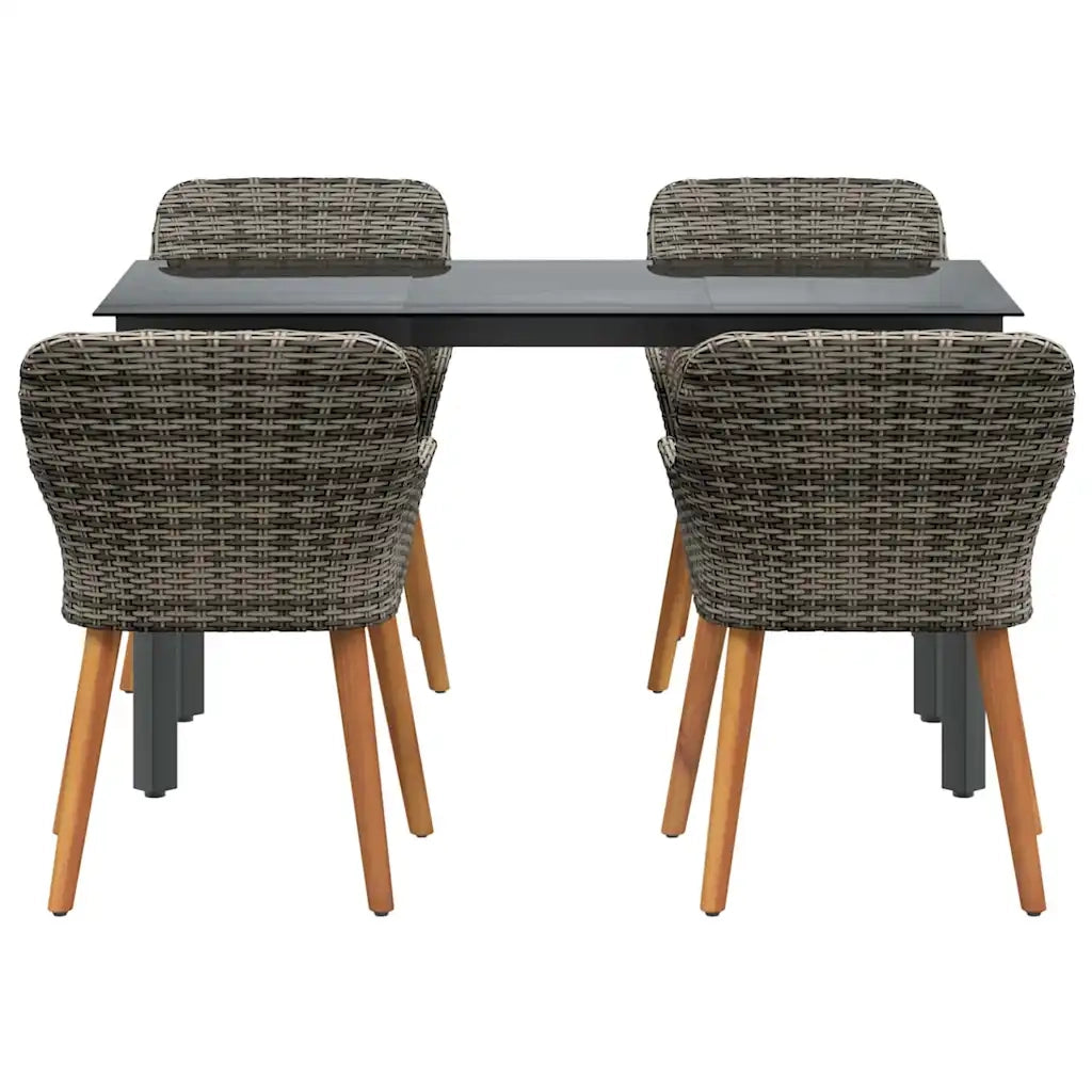 Set da Pranzo per Giardino con cuscino 5 pcs Grigio polyrattan 3261686
