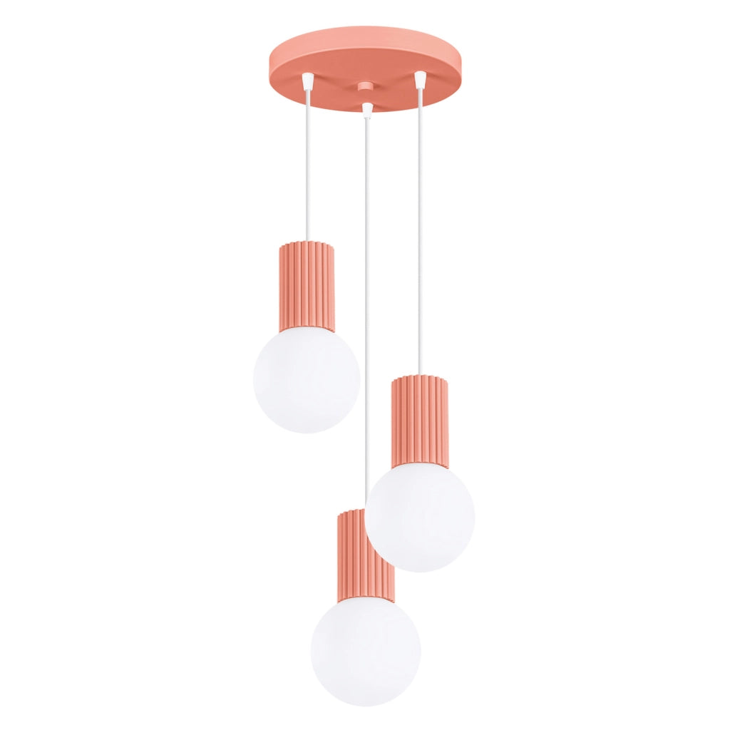 Pure Lume SFERA sospensione 3 sfere vetro rigato bianco G9