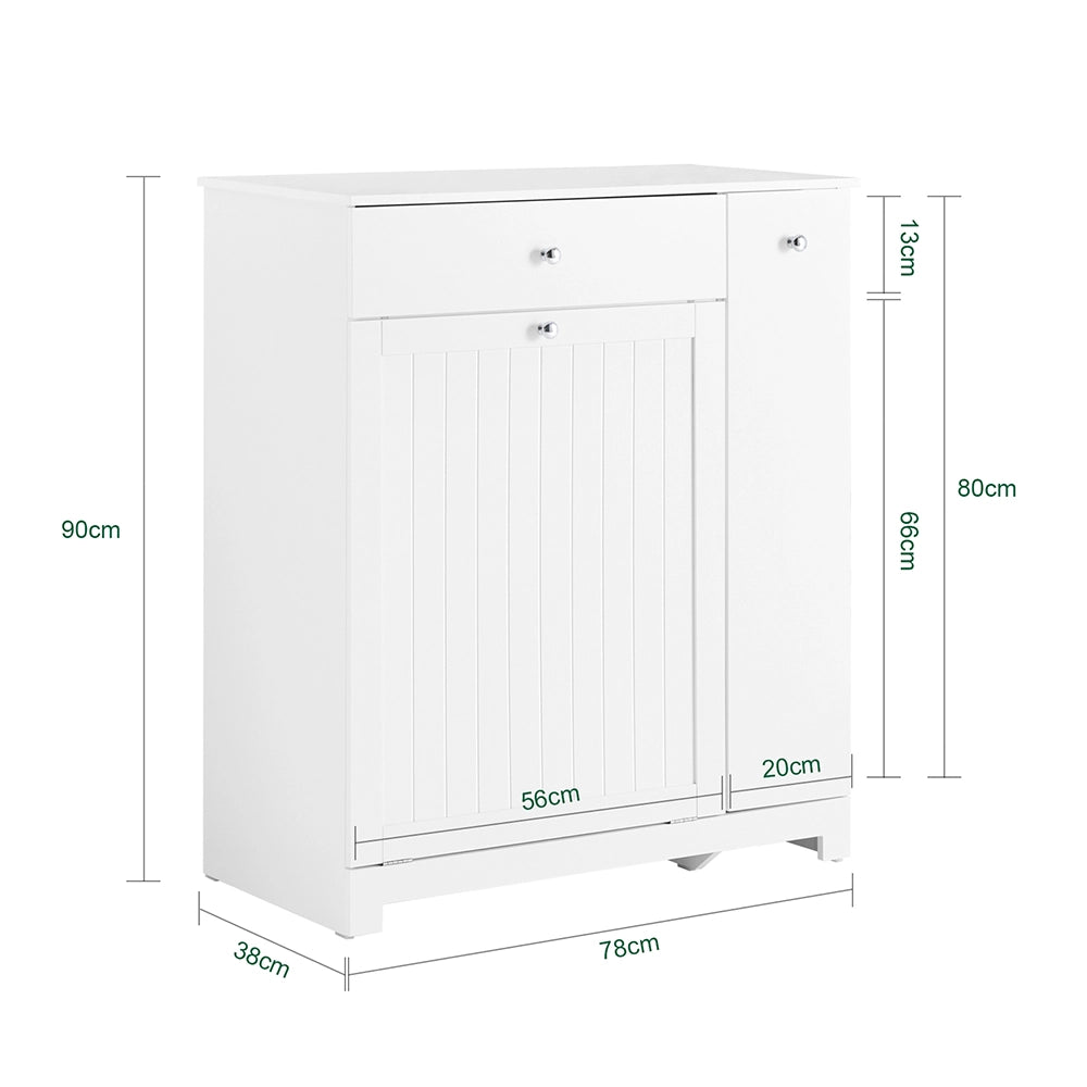 SoBuy Mobile Bagno Salvaspazio Alto e Stretto Mobile Colonna con 1 Cassetto, 2 Cesti Portabiancheria e Ripiano Estraibile Armadietto da Bagno Multiuso 78x38x90cm BZR214-W