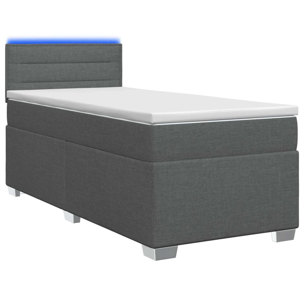 Letto con Box Spring, Materasso e LED Grigio Scuro Singolo 3452037