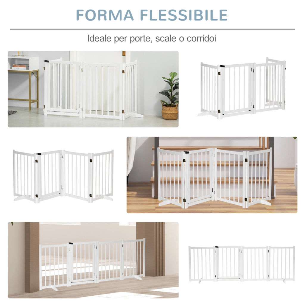 Cancelletto Pieghevole per Cani ¨C Xylo ¨C Legno Bianco 237.5x36x80cm