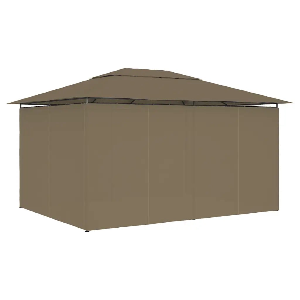 Gazebo da Giardino con Tende 4x3 m Grigio Talpa 180 g/mÂ²