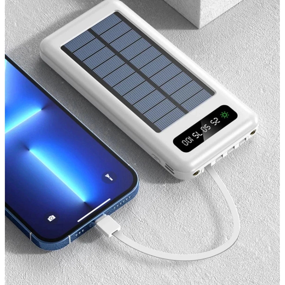 Trade Shop - Caricabatteria Power Bank Solare 20000mah Batteria Esterna Portatile Con Cavi Integrati -