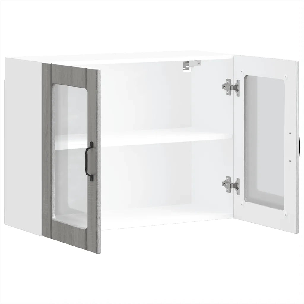 Pensile da Cucina con Porta in Vetro Lucca Grigio Sonoma 853853
