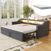 Divano letto estraibile 90/180x190 cm con LED e USB
