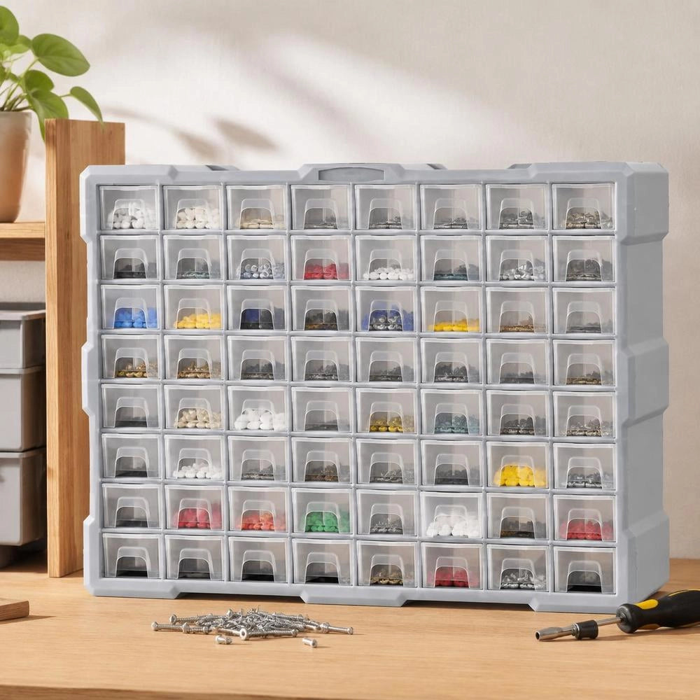 Multi-drawer Organizer With 64 Drawers, 52x16x37.5 Cm