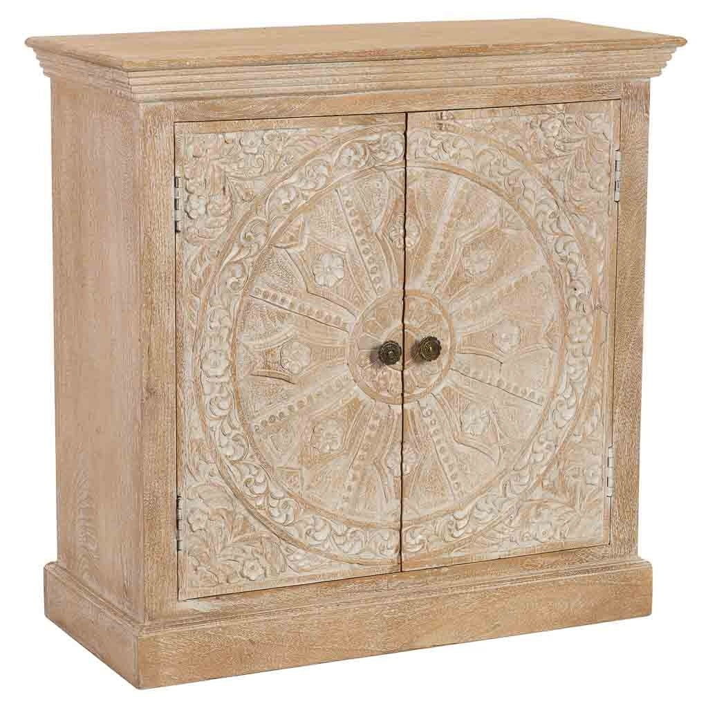 Mobile da ingresso artigianale in legno a 2 ante 90x40x90h cm