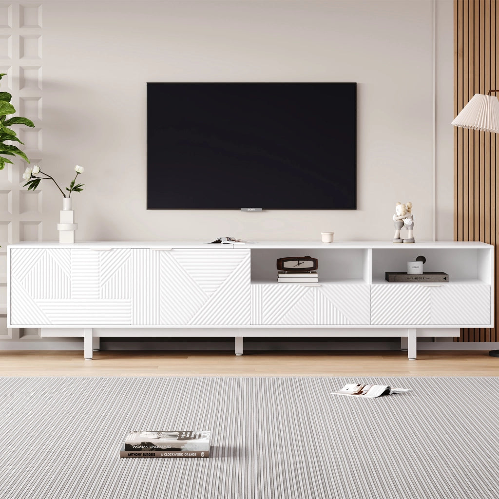 Mobile TV moderno minimalista - Zephmum - 200x40x51cm - Bianco - Stoccaggio