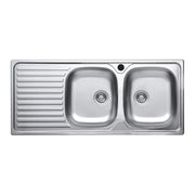 Lavello incasso acciaio inox 116x50 cm doppia vasca e gocciolatoio sinistro SA138