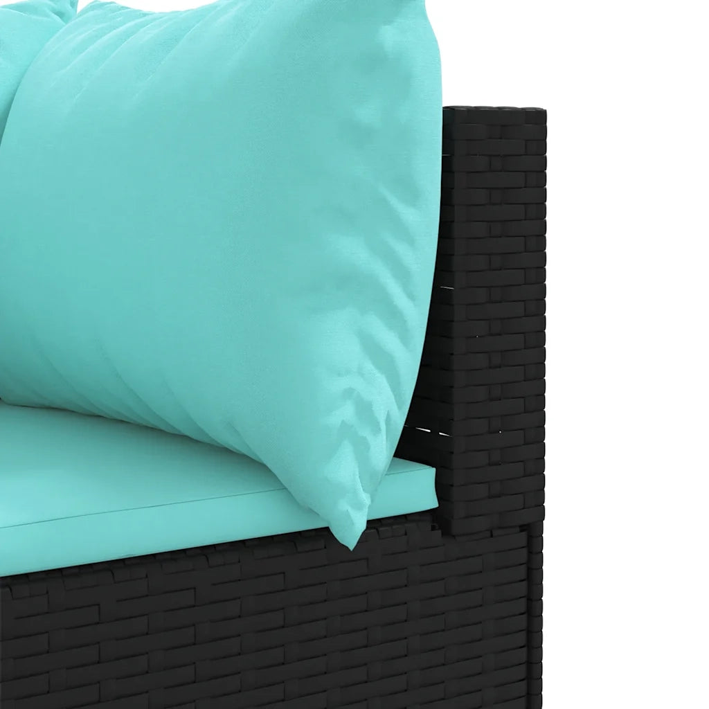 Set Divani da Giardino 5 pz con Cuscini Nero in Polyrattan