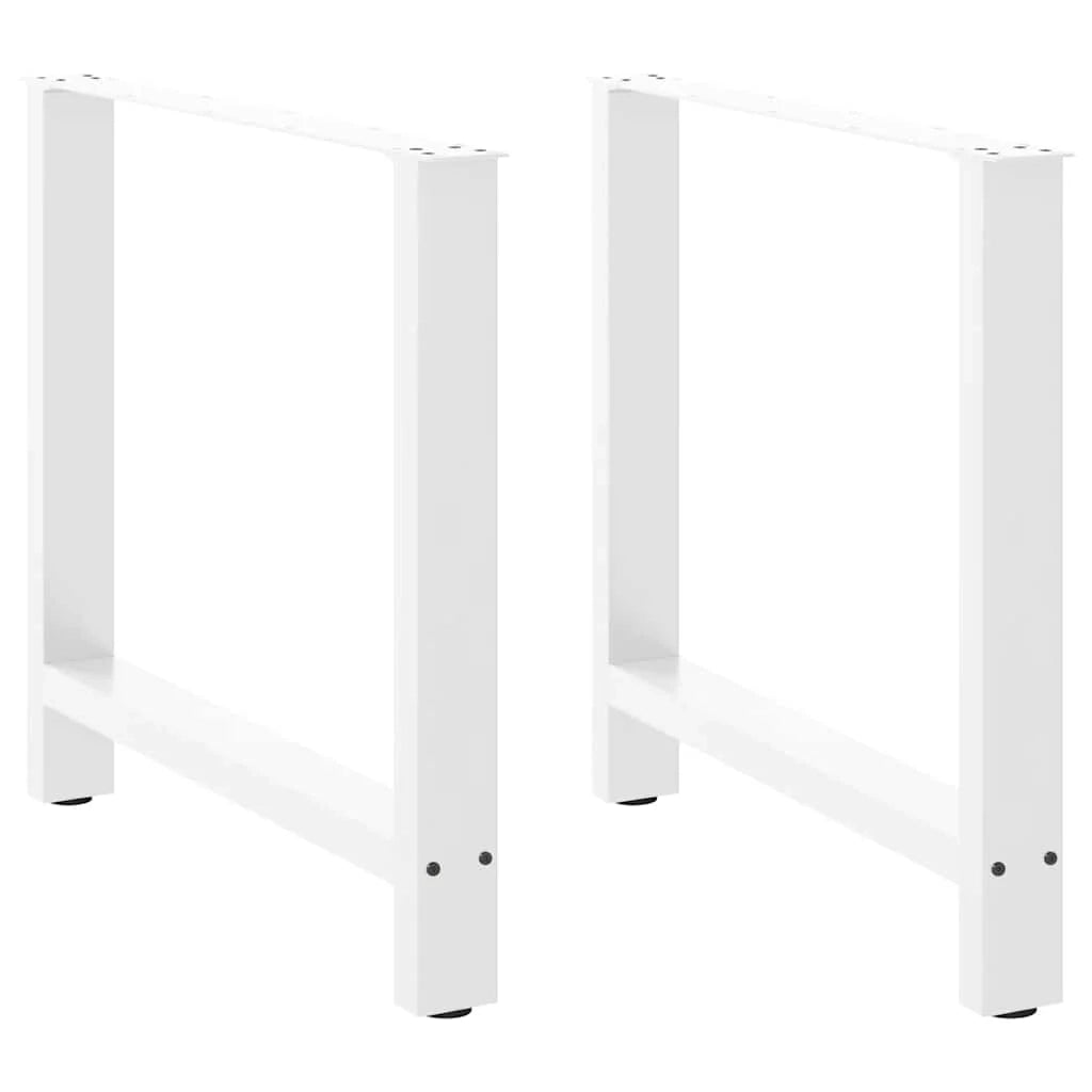 Set di 2 gambe per tavolo da pranzo in acciaio 70 x 72-73 cm design moderno con piedini regolabili bianco 02_0057549