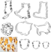 Set di 9 Forme per Fondant in Acciaio Inossidabile - Gatto, Zampa di Cane, Orsetto - Forme per Fondant per Cucina e Artigianato