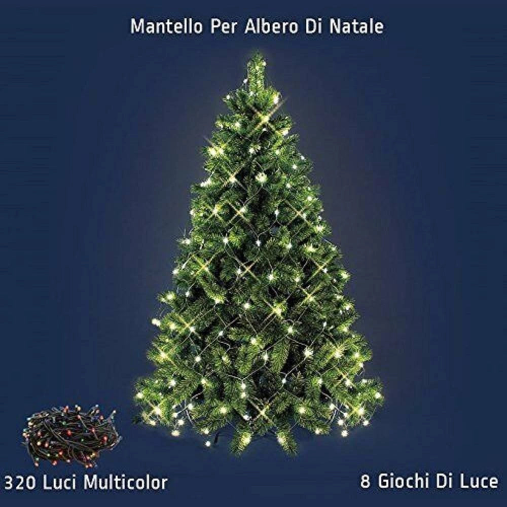 Trade Shop - Mantello Rete Minilucciole Per Albero Di Natale 320 Luci Led Multicolore -