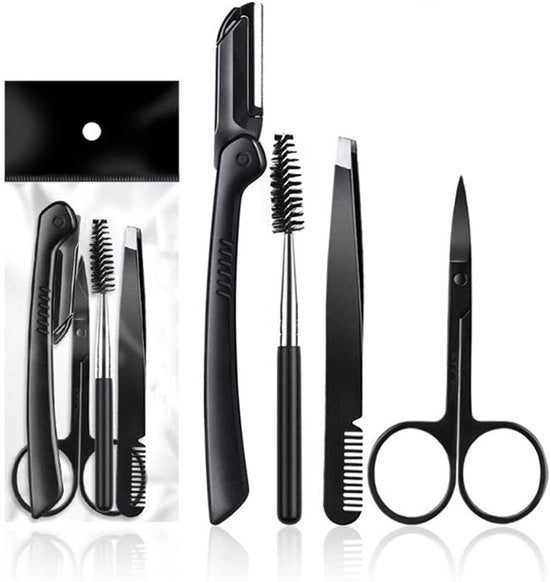 Set per la cura degli occhi con pinza, forbici e pettine
