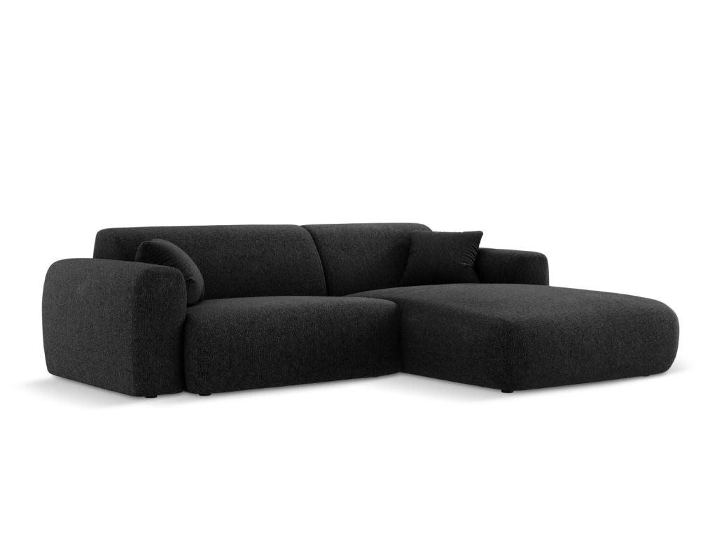 Cosmopolitan Design - Divano angolare destro "Nolio" 4 posti in ciniglia nero 