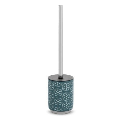 Portascopino da terra in ceramica turchese cobalto con setole nere  Circus