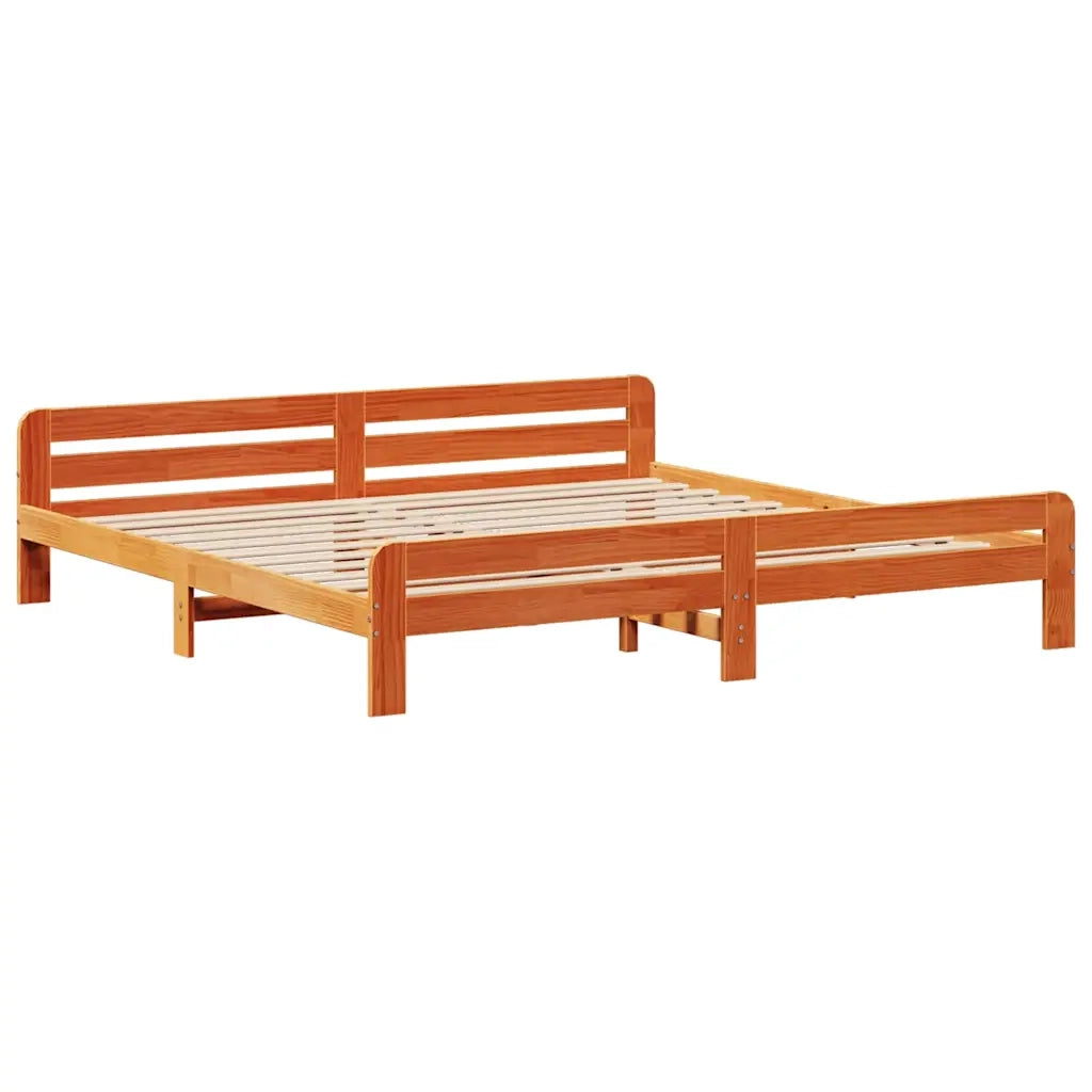 Letto senza Materasso Marrone Cera 200x200 cm in Legno di Pino 3309028