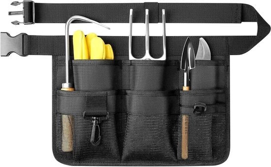 Giacca per giardinaggio per donne, cintura per attrezzi regolabile con 8 tasche - Cintura robusta in tessuto Oxford per giardinaggio e costruzione (nero)
