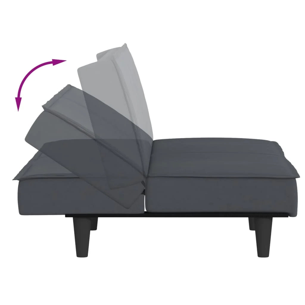Divano letto grigio 200 x 89 x 70 cm velluto scuro 02_0019246