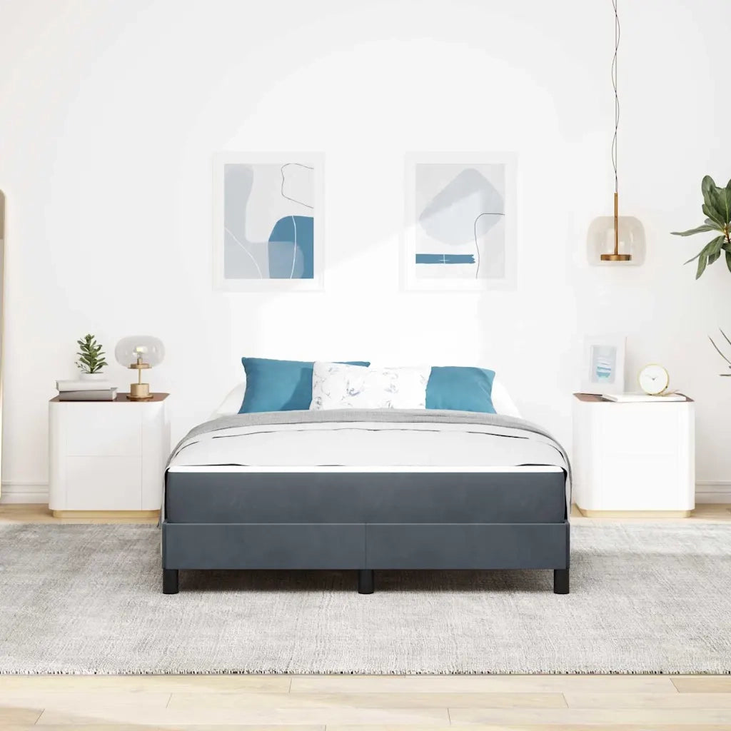 Letto a molle con materasso Grigio scuro 160 x 220 cm Tessuto