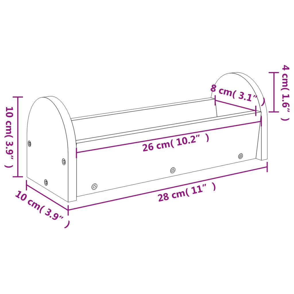 Mangiatoia per Conigli 28x10x10 cm in Legno Massello di Abete CFW3852048