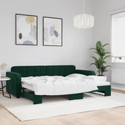 Divano Letto con Letto Estraibile Verde Scuro 80x200cm Velluto 3196924