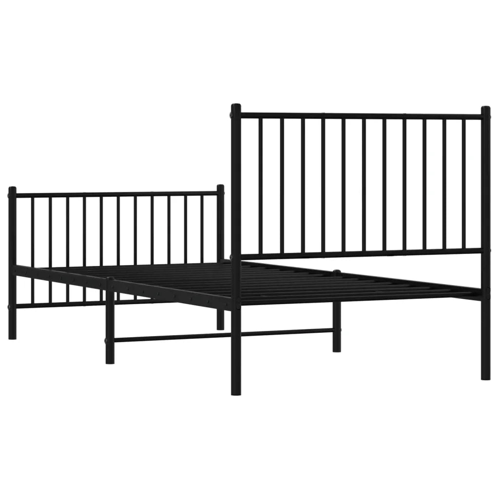 Giroletto con Testiera e Pediera Metallo Nero 90x200 cm 350875