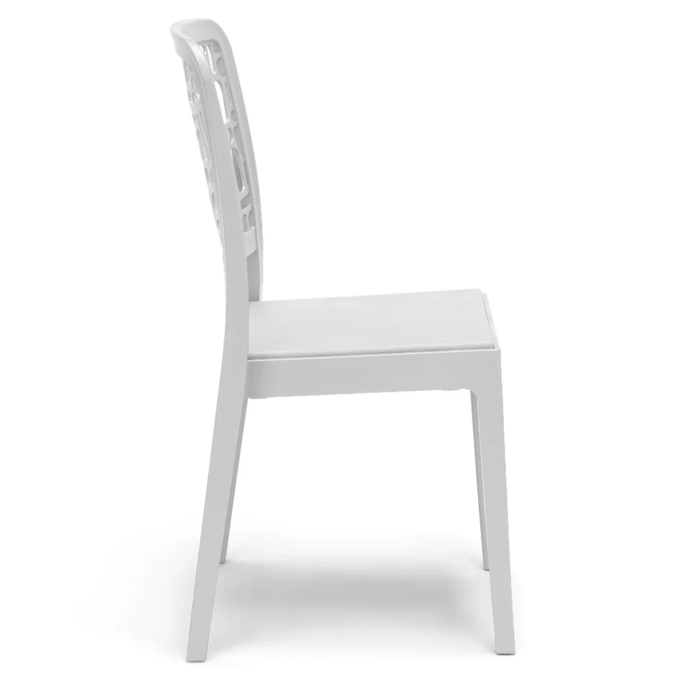 Sedia in polipropilene MEDEA, impilabile, resistente ai raggi UV, design moderno, ideale per sala da pranzo, cucina, sala d’attesa, bar, ristoranti o giardino, colore Bianco