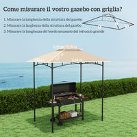 Copertura per Gazebo da Giardino 244x152 cm a 2 Livelli in Poliestere 160gsm Beige