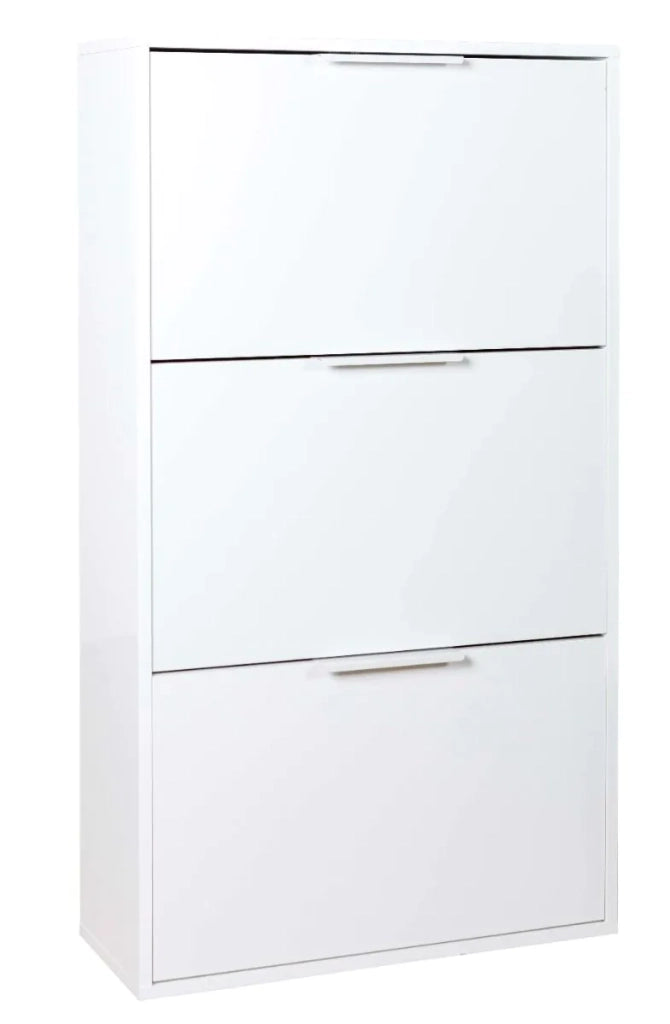 SCARPIERA 3 RIBALTE BIANCO LUCIDO DOPPIA PROFONDITA' L.65 P.25 H.119,5 cm