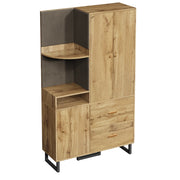 Mobile d'Ingresso con 1 Anta; 2 Cassetti; Barra Estraibile e Nicchie; Pannelli in Tessuto; Moderno; in MDF; Nero e Naturale; 110??38??186 cm