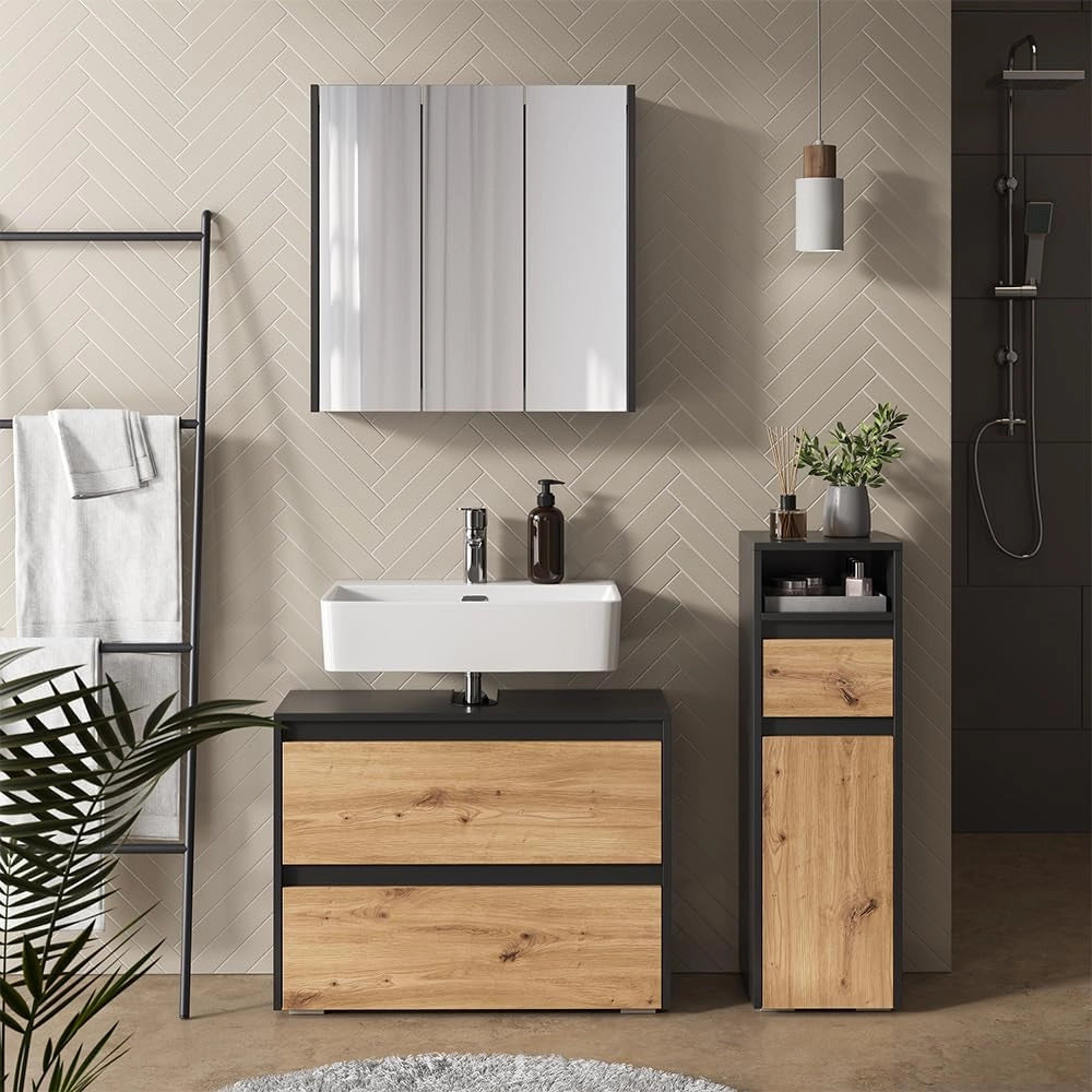 Set di mobili da bagno Majest, Antracite/Artisan, 3 parti