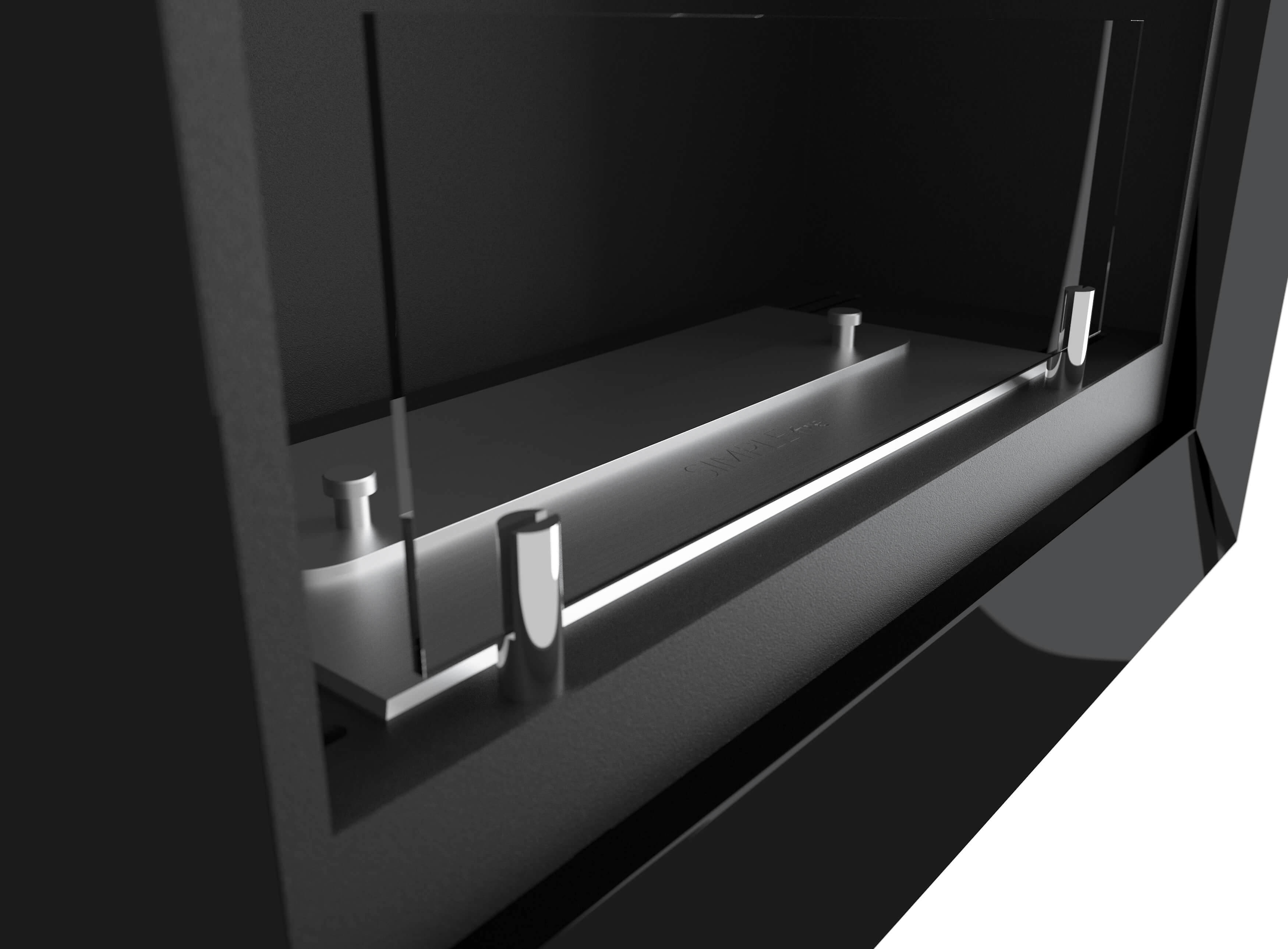 Camino a Bioetanolo da Parete/Incasso 55x79 cm Frame 550 Bianco con Vetro