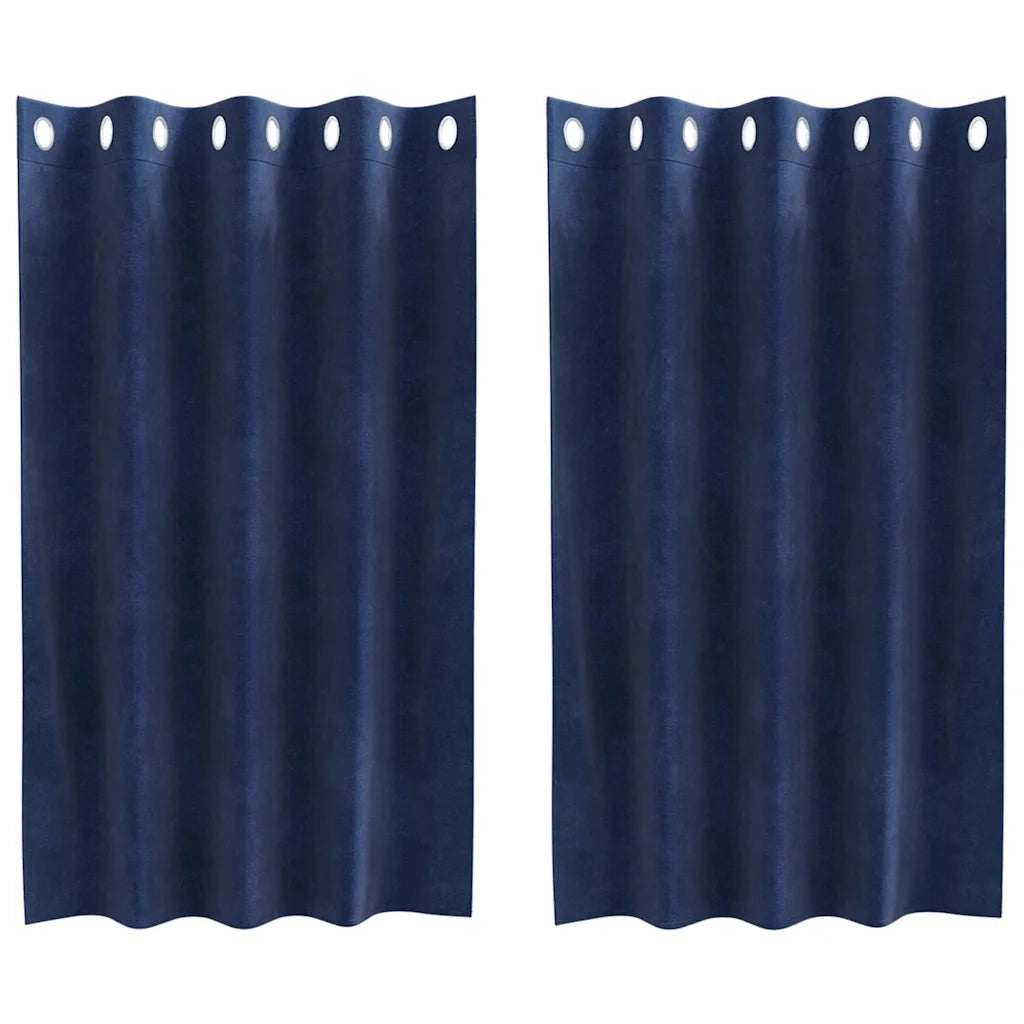Tende Oscuranti | Tende Blackout 2 pz Blu Scuro 140 x 140 cm Velluto