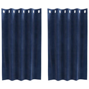 Tende Oscuranti | Tende Blackout 2 pz Blu Scuro 140 x 140 cm Velluto