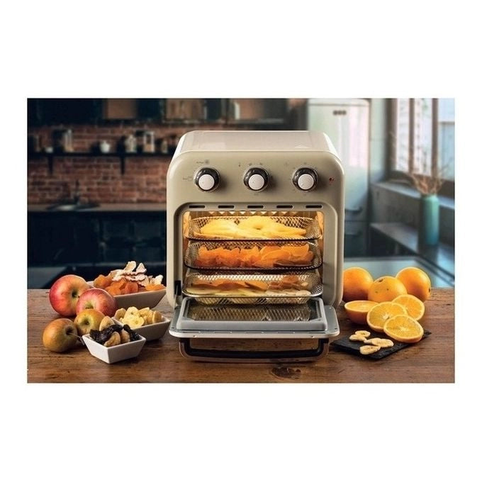 Ariete 4632 Friggitrice ad aria e forno Vintage, 1400W, 2in1, Capacità 16L, Accessori inclusi, Timer 60 minuti, Doppio vetro, Beige