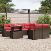 Set Divani da Giardino 9 pz con Cuscini Marrone in Polyrattan 3267174