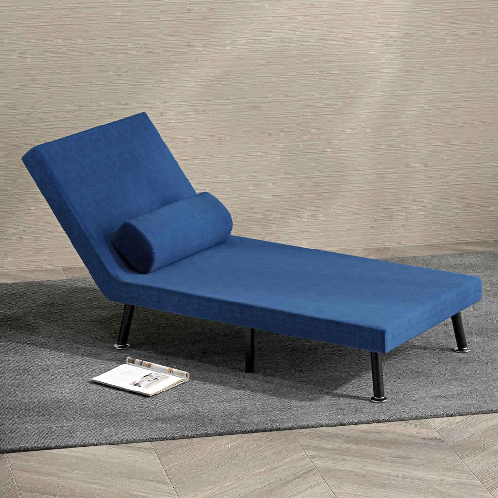 Poltrona Letto con Schienale Regolabile ¨C Zephmum ¨C Tessuto Blu Scuro Acciaio 75x70x75 cm