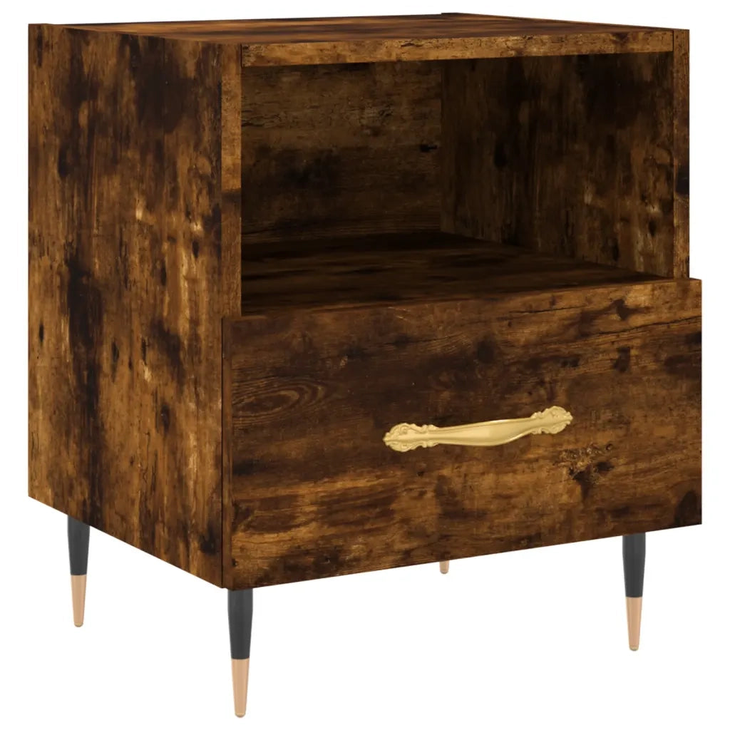Comodini 2 pz-Set di 2 Tavolino da notte Rovere Fumo 40x35x47,5 cm in Legno Multistrato 700591